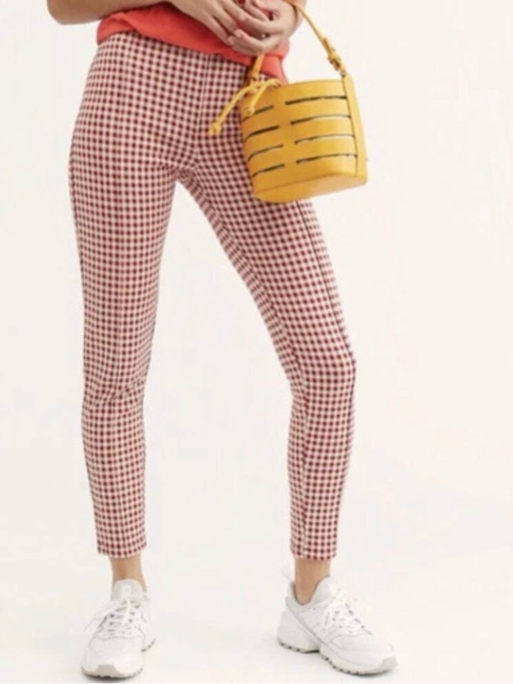 Free People Carnaby Red White Gingham Skinny High Rise
Knit Pants 0